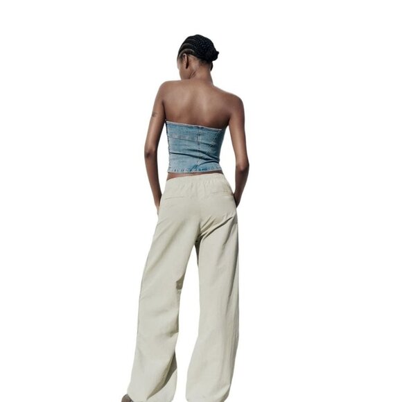 ZARA NYLON PARACHUTE TROUSERS LIGHT GREY SIZE M | 7102/401 - Picture 4 of 4